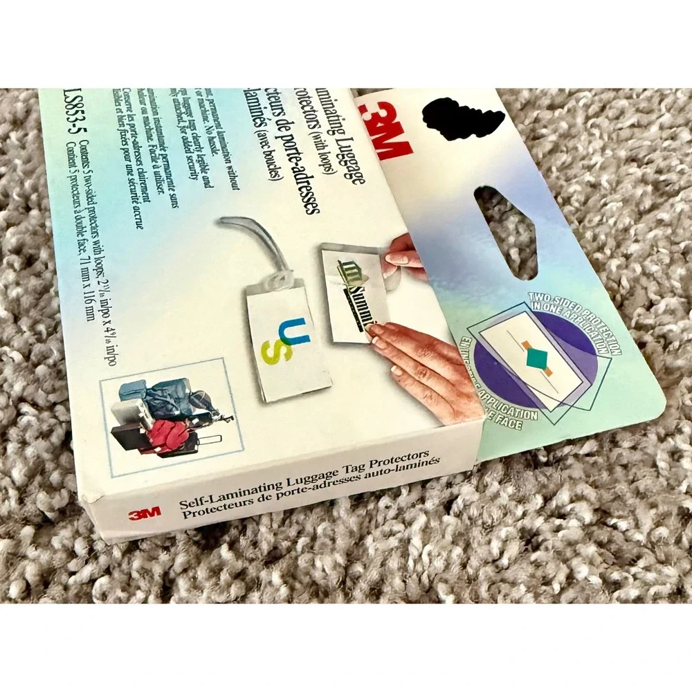 3M Self-Laminating Luggage Tag Protectors Clear New LS853-5 5-Pack